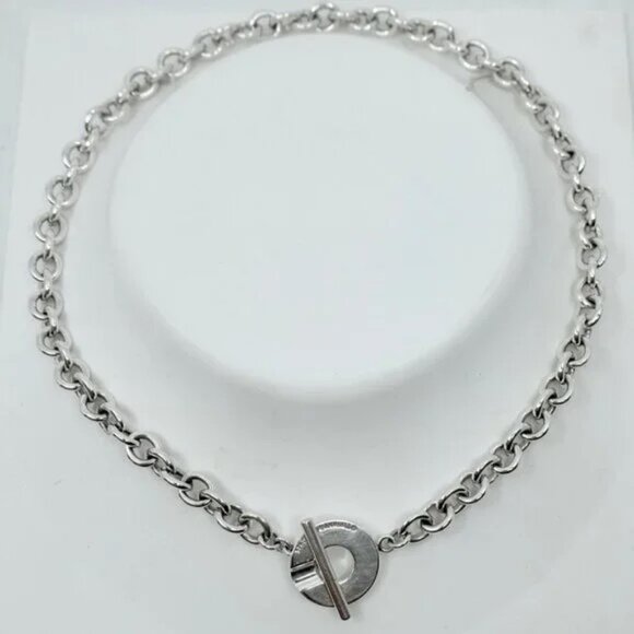 TIFFANY & CO~1837 T&C 925~STERLING SILVER HEAVY CHAIN LINK NECKLACE TOGGLE CLASP - Picture 7 of 10